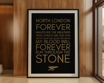 North London Forever Arsenal Poster | “The Angel” Lyrics Print by Louis Dunford | Gunners Wall Art