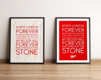 Arsenal Poster: North London Forever Lyrics Print (Digital Download)