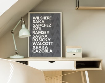 Arsenal Emirates Clut Hero Player Wall Decor Football Typography Art for Arsenal Fan Poster