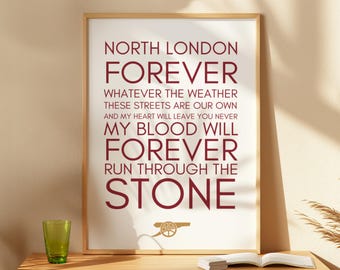 Arsenal Poster, North London Forever Print, Gunners Fan Art