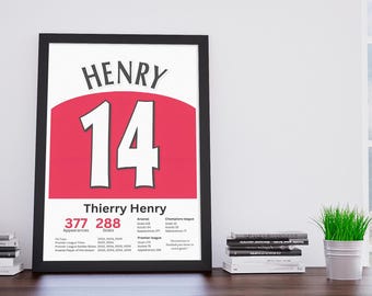 Thierry Henry Arsenal-poster: voetballegende-statistiekenprint (digitale download)