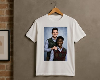 Arsenal Football Shirt with Saka & Declan Rice Step Brother Meme Design