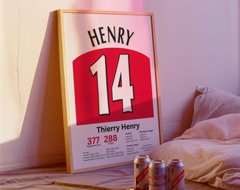Thierry Henry Print Arsenal Legend Football Soccer Poster Arsenal Wall Decor Gift
