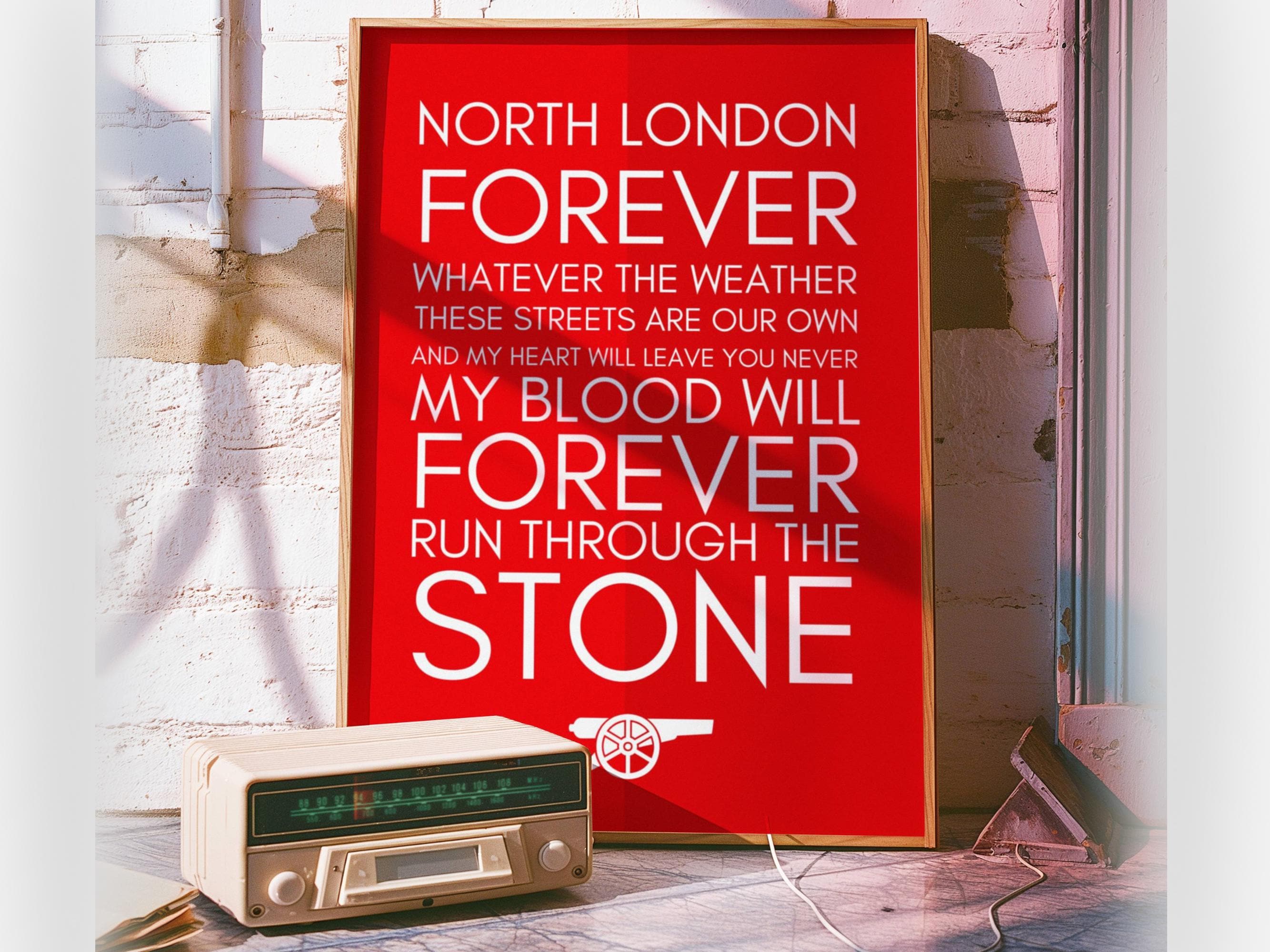 Arsenal Poster Print, North London Forever Lyrics Football Wall