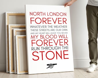 Arsenal Canvas Art: North London Forever Lyrics - Football Fan Gift