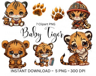 Cute Baby Tiger Png Files for Sublimation | Tiger watercolor orange| png files for tumbler | Tiger Png | baby shower png | png file