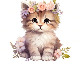 Cute Cats Png File for Sublimation | cat watercolor | Png files for tumblers | Spring png | Watercolor animal png | png file