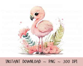 Cute Flamingo Png Files for Sublimation | Falcono watercolor blue| png files for tumbler | Flamingo Png | Watercolor animal png | png file