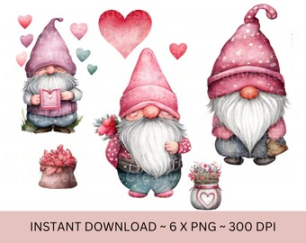 Valentine PNG Love PNG, Clip Art, Gnome PNG Sublimation Design, Baby Shower Design, First Birthday, Digital Download Gnome Clipart