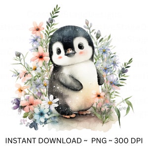 Pinguin PNG, pinguin Clip Art, Nordpol Aquarell  Sublimation Design, Baby Shower Design, Erster Geburtstag, digitaler Download