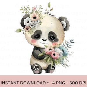 Lindo archivo panda png para sublimación | Panda acuarela azul| archivos png para vaso | panda png | Acuarela animal png | archivo png