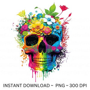 Pop Art Totenkopf Skull Png Dateien für Sublimation | Affe Acid Pop| Png Dateien für Tumbler | Totenkopf Png | Aquarell Tier Png | Png Datei