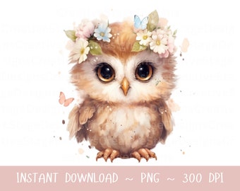 Cute Owl Png Files for Sublimation | Owl Watercolor First Birthday | png files for tumbler | owl png | Watercolor animal png | png file
