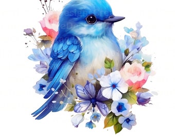 Cute Bluebird Png Files for Sublimation | Bird watercolor blue| Png files for tumblers | Spring png | Watercolor animal png | png file