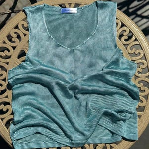Silk Top Mulberry silk knitted top silk handknitted  top Basic wide strap silk top cami silk clothes one of a kind silk blouse silk t-shirt