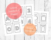 Kids flash cards bundle, learn numbers, alphabet and simple shapes, kids activity sheets, printable PDF