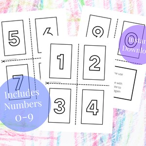 Schede flash numeriche, schede di apprendimento numerico, flashcard stampabili, impara numeri, fogli di attività per bambini