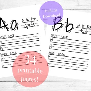 Learn to Print workbook, tracing words, kids activity sheets, printable pdf