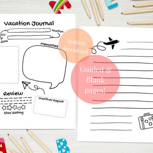 Vacation Journal, Vacation Planner, Travel Games for Kids, printable pdf