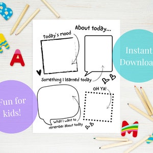 Kids Journal, Dear Diary activity sheets, kids guided journal, printable pdf