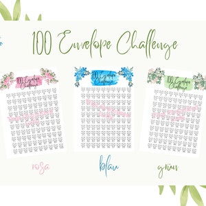 100 Envelope Challenge digital as download for A6, A5 or A4 Budgetbinder