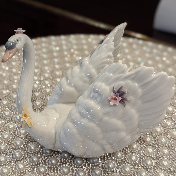 Lladro Swan With Flowers Etsy