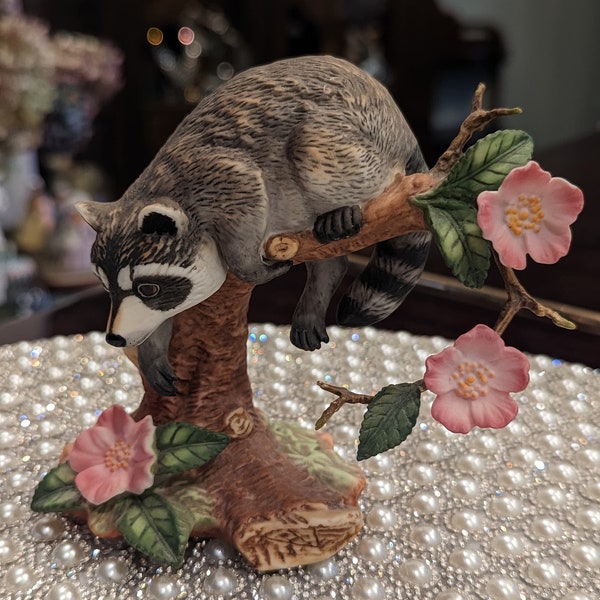 Vintage Lenox Twilight Mischief, Racoon Porcelain Figurine