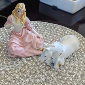 Princeton Gallery Innocence Porcelain Lady and Unicorn  Like New in Original Box by Lenox