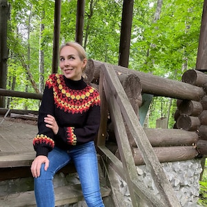Gertrude - size-inclusive crochet sweater PATTERN, XS-5X size, plus fit pattern, crochet jumper, crochet pullover, crochet cardigan, mosaic