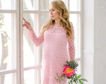 Grace Crochet Lace Dress PATTERN, Evening Gown, pregnant dress, A-silhouette (PDF instructions)