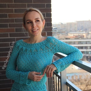 Crochet PATTERN "Isabel" top, crochet top pattern, crochet blouse pattern, crochet pullover pattern, lace top pattern, elegant dress pattern