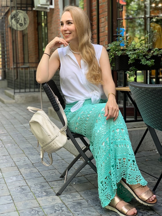 Penelope Crochet Maxi Skirt Pattern, Elegant Lace for ladies (PDF instructions)