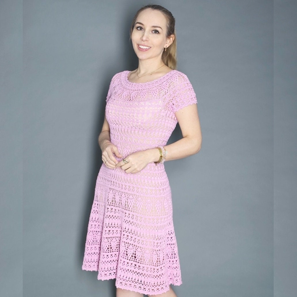 white christmas dresses Pink Maxi Dress With Crochet Trim main image 0