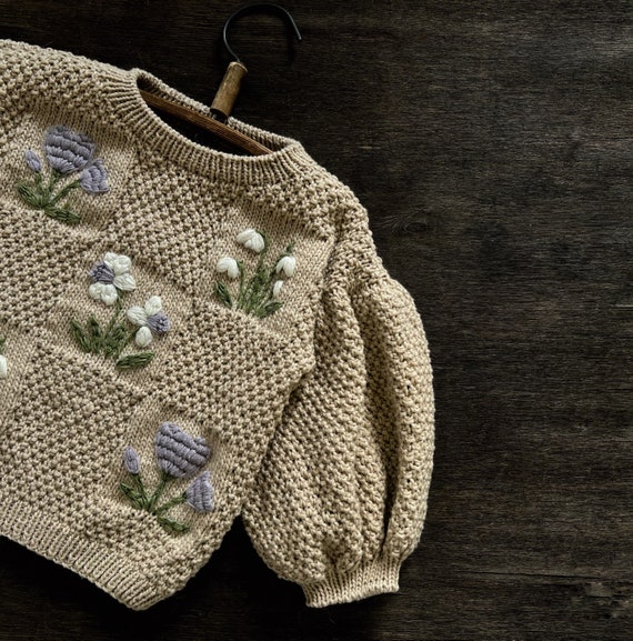 Garden Flowers - Knitting Pattern for Baby Jumper, Stitch-by