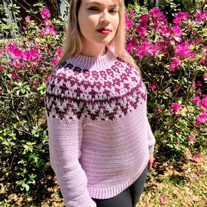Size-inclusive crochet PATTERN sweater &quot;SPRING&quot;, XS-4X size, plus fit pattern, crochet jumper, crochet pullover, crochet cardigan, mosaic