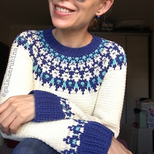Crochet PATTERN &quot;HELGA&quot; sweater, crochet jumper, unisex sweater, crochet pullover, male and female, crochet tutorial, on sale pattern