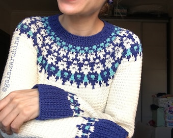 Crochet PATTERN "HELGA" sweater, crochet jumper, unisex sweater, crochet pullover, male and female, crochet tutorial, on sale pattern