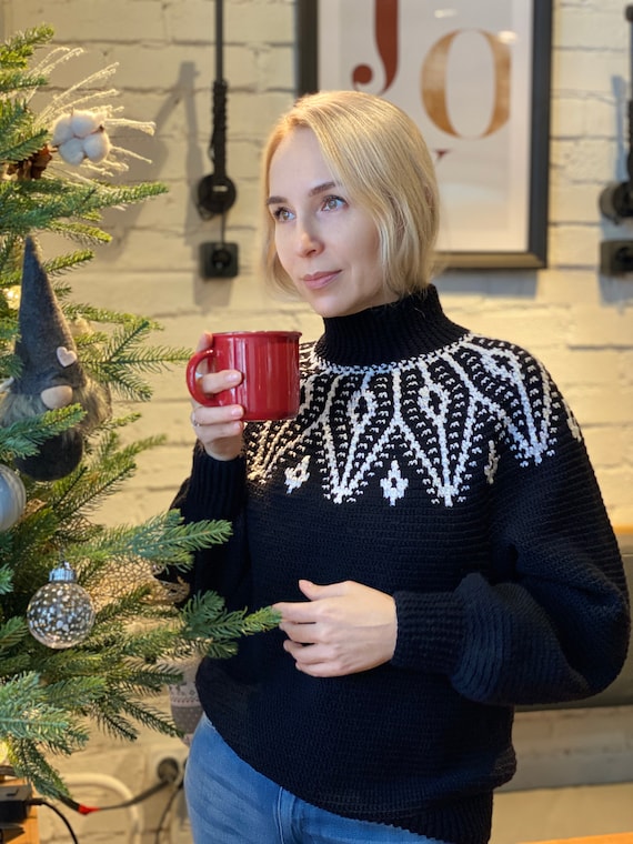 Crochet sweater PATTERN "Charlotte", size inclusive - XS-5X, plus size fit, unisex crochet jumper, crochet cardigan, crochet pullover