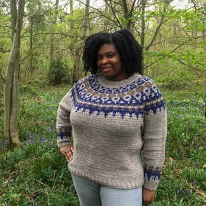 Gertrude Mosaic Yoke Crochet Sweater Pattern – Size-Inclusive XS-5X (PDF Instructions)