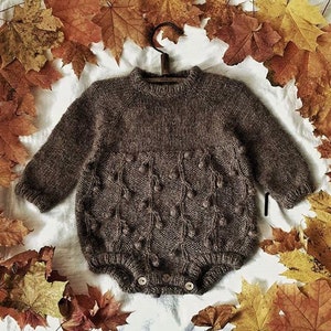 Knitting PATTERN &quot;Bird Cherry Romper&quot; for babies and children for 3-24 months, stylish baby kid knitwear patterns, knitting romper pattern