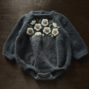 Knitting PATTERN &quot;Meadow Romper&quot; for babies and children for 3-36 months, stylish baby kid knitwear patterns, knitting romper pattern