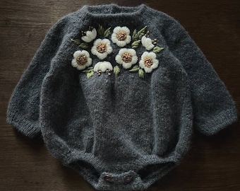 Breipatroon "Weide romper" voor baby's en kinderen voor 3-36 maanden, stijlvolle gebreide patronen voor baby's, breipatroon romper