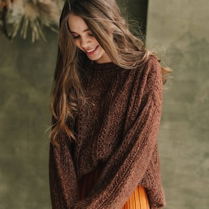 Knitting pattern for women&#39;s Jumper (Pullover) &quot;Marusin&quot; for intermediate skills, PDF instructions, stitch-by-stitch with charts