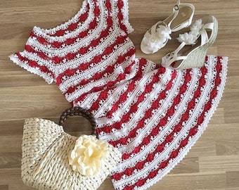 Daisy Crochet Dress PATTERN, multicolor crochet for ladies (PDF instructions)