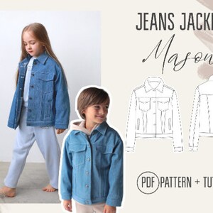 Denim Jacket "Mason" PDF Sewing Pattern (sizes for 1 to 16 years) / Girls Patterns / Boys patterns / sewing tutorial by Milkyclouds