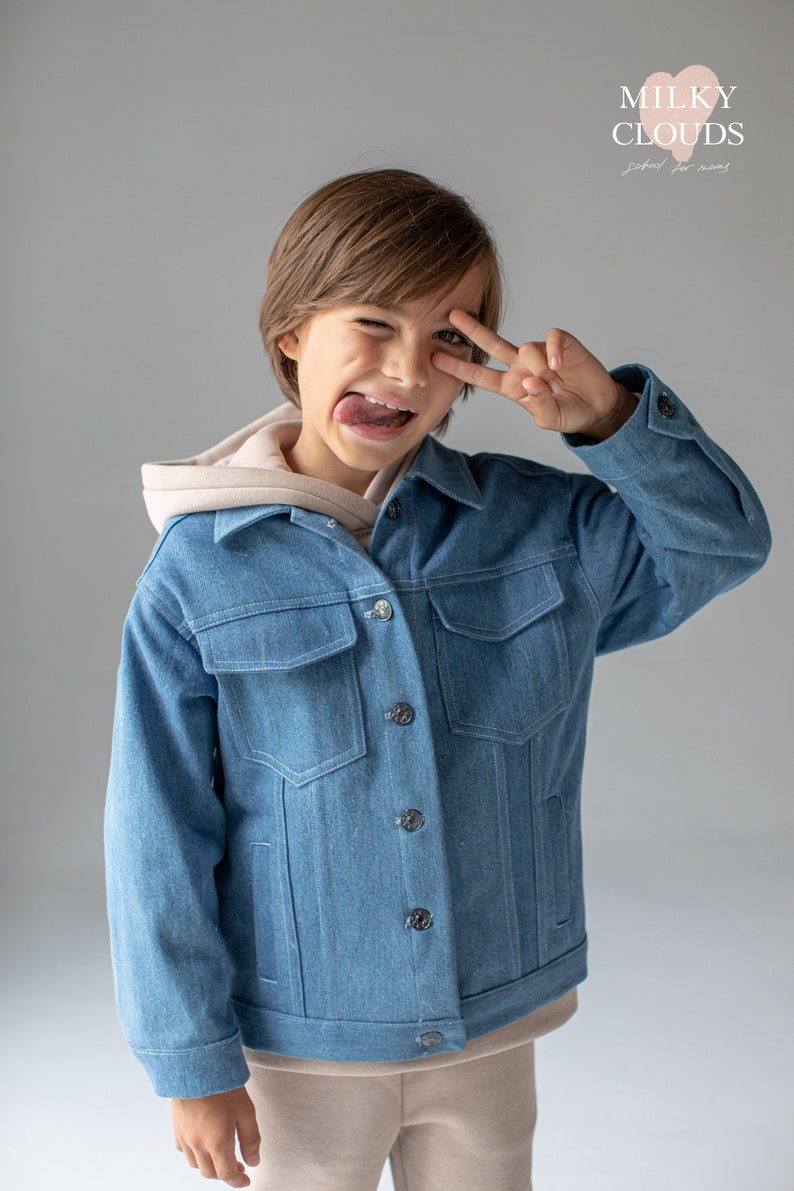 Denim Jacket Mason PDF Sewing Pattern sizes for 1 to 16 years / Girls Patterns / Boys patterns / sewing tutorial by Milkyclouds image 3