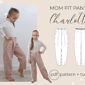 Kids pants "Charlotte" PDF Sewing Pattern (sizes for 2 to 16 years) / mom fit / sewing tutorial by Milkyclouds