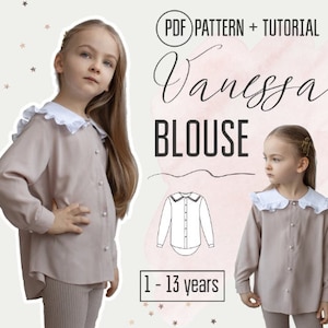 Blouse "Vanessa" PDF Sewing Pattern (sizes for 6 months to 13 years) / Girls Patterns / Toddler blouse / sewing tutorial by Milkyclouds