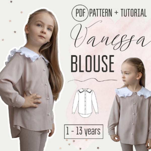 Blouse "Vanessa" PDF Sewing Pattern (sizes for 6 months to 13 years) / Girls Patterns / Toddler blouse / sewing tutorial by Milkyclouds