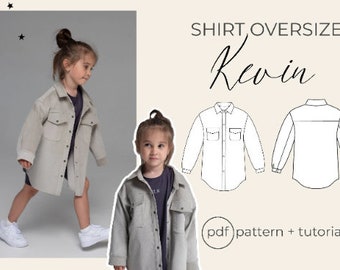 Shirt oversize "Kevin" PDF Sewing Pattern (sizes for 3 to 16 years) / Girls Patterns / Boys Patterns / sewing tutorial by Milkyclouds